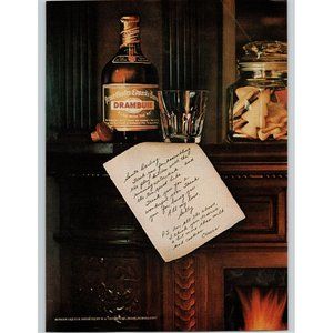 1977 Drambuie Liqueur Letter to Santa Darling Vintage Print Ad Fireplace Mantle